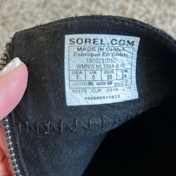 Sorel Joan of Artic Wedge II Zip Black Nubuck Leather Wedge Zip Ankle Boots 7 - Picture 8 of 8
